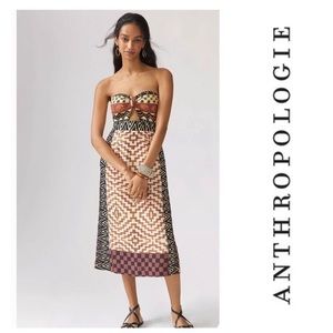 Anthropologie Dress NWT, Verb Geo Cut Out Midi Strapless Dress, Size 14